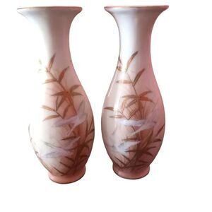 Vintage Ucago Japanese vases. Birds and bamboo